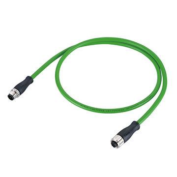 China Sync Shielded Industrial Automotive Connector 4pin Male To Female 2m M12 Ethernet Cable D-code Connector for sale