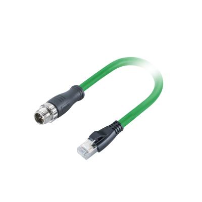 China Sensor Protected M12 8pin X Code To RJ45 Male Connector Molde With Cat 6A S/FTP 26AWG High Speed ​​1m Ethernet Cable for sale