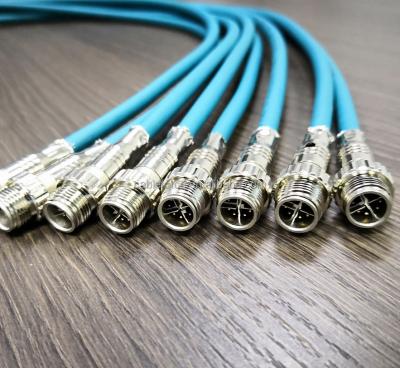 China Profinet sync 3 meters 26AWG 4pairs shielding male M12 X code 8pin connector pre-assembled with lead cable for sale