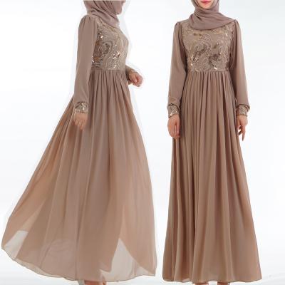 China Eid Traditional Clothing Abaya Women Sequin Muslim Dress Dubai Beautiful Muslim Dress Design for sale