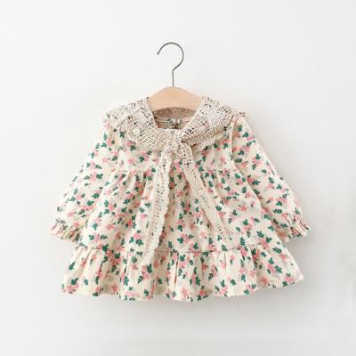 China Anti-wrinkle plant spot floral small shawl long sleeve princess princess dress for girl for sale