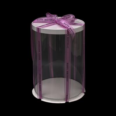 China Recycled Materials Size Cake Box Birthday Cake Packaging Transparent Round Box 6 Inch 8 Inch Pastry Box for sale