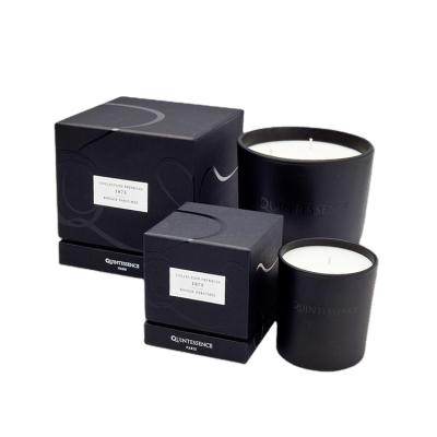 China Custom Recycled Black Candle Box Packaging Materials Newspaper Dispensing Tour Luxury Rigid Candle Box for sale