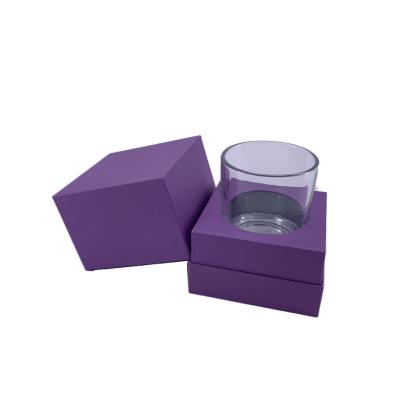 China Luxury Recycled Materials Candle Papers Dispensing Tour Box Custom Packaging Rigid Pink Purple Candle Box for sale