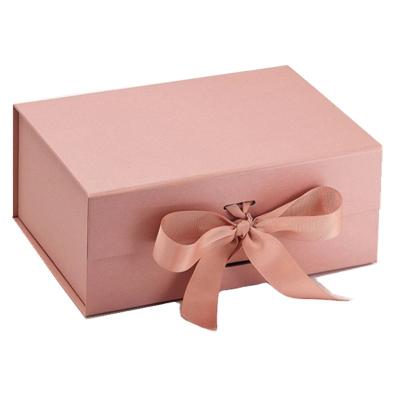 China Recycled Materials Creative Folding Gift Box With Ribbon Rose Gold Cosmetic Folding Box Custom Magnet Folding Box for sale