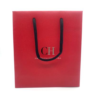 China Recycled Materials Fashion Red Shopping Bag Custom Logo Design Printed Jewelry Gift Wrapping Paper Bag for sale