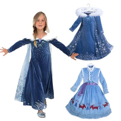 China New Elsa Dress Girls Party Vestidos Cosplay Princess Dress Kids Anna Snow Queen Costume Print Birthday Princess Girl Clothing 2021 Sweet for sale