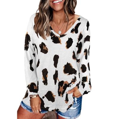 China Anti-wrinkle 2021 new design fashionable casual ladies printed long sleeve shirts women tops for sale