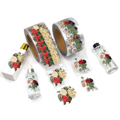 China Waterproof Custom Printing Roll Labels Transparent Clear Gold Foil Self Adhesive Private Sticker for sale