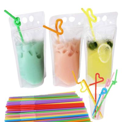 China Food Grade Beverage Customized Rack Up Suction Tube Suction Spout Drinking Water Pouches Bags for sale