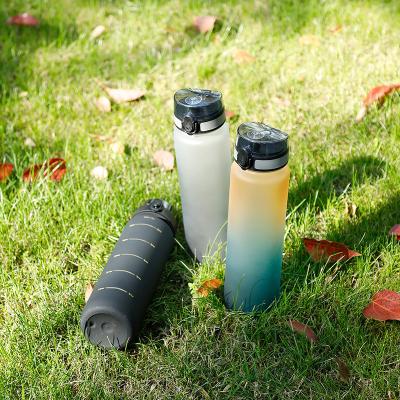 China Everich Stocked Water Bottles Sports Fitness Plastic Free Motivational Sports Gradient Water Bottles BPA Plastic Bottle Water for sale