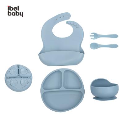 China BPA Free Hot Selling Baby Products Silicone Rubber Baby Supplies Kids Dining Feeding Bibs Baby Bowl Plates Set For Sale for sale