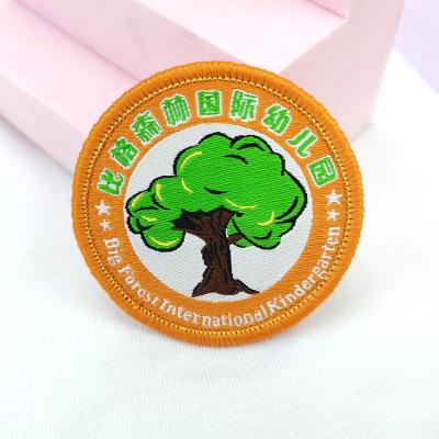 China Custom Name Accessory Logo Woven Cloth Kids Textiles Cartoon Badges For Kids for sale