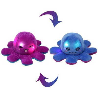 China Reversible Flip Octopus Plush Toy New Creative Shinny Cute Mascot Reversible Octopus Stuffed Flip With Light for sale