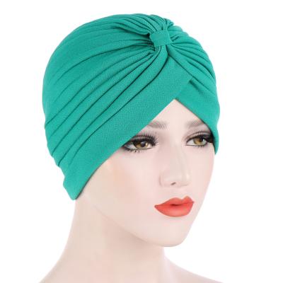 China Fashion/Comfort/Muslim Simple Baotou Hat New Fashion Pleats Turban Hat Casual Wholesale Muslim Bestselling Cloth Stretch for sale