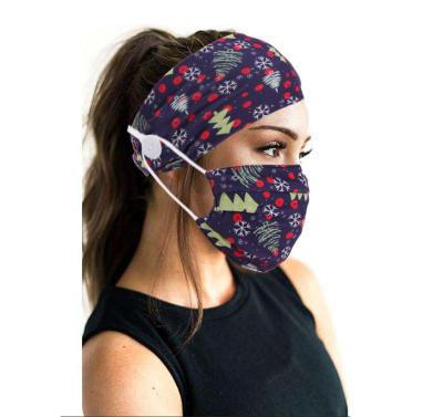 China Eco-Friendly/Comfortable/Fashion Print Women's Christmas Headband Fashion Face Mask 2 Pieces Hair Band Yoga Set With Sports Headscarf for sale