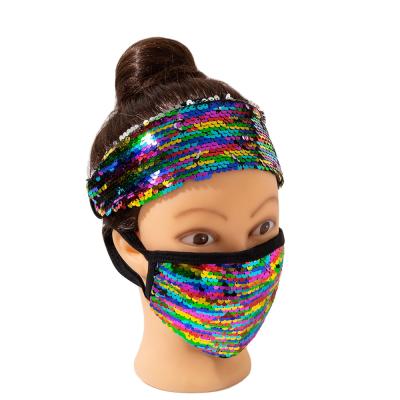 China Customizable Mask Eco-Friendly/Comfortable/Fashion Sequin Face Mask Dustproof Windproof Color Neutral Bandana Cotton Mask for sale