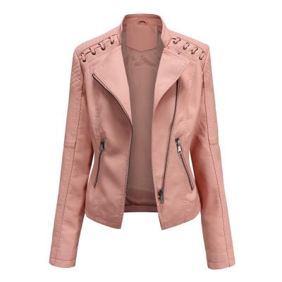 China 2020 Anti-wrinkle Spring Ladies And Autumn New Slim Leather Jackets Ladies Sheath Long Coat Motorcycle Wear Short Jacket for sale