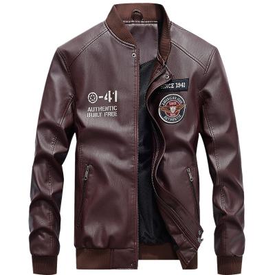 China Men's Baseball Stand-collar Leather Jacket Breathable Spring And Autumn Stylish Casual Men Leather Jacket Biker Clothing for sale