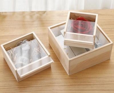 China Recyclable Wooden Slip Boxes With Transparent PVC Window for sale