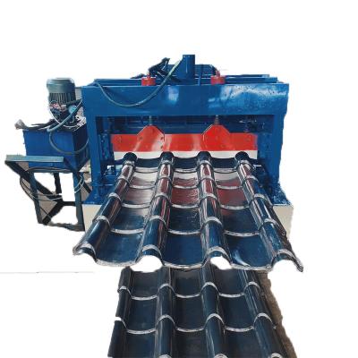 China Construction worksÂ   New Design Customized Popular Step Tile Glazed Roofing Rolling Indonesia Press Steel Sheet Forming Tile Making Machine for sale