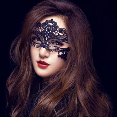 China Spandex Venetian Halloween costumes s headwear / Women Nylon Sexy Black Lace Eye Mask Masquerade Party M009 for sale