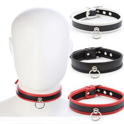 China Sexy Leather Neck Bondage Collar Sample M005 PU Pajamas Neck Cover With Circle Collar BD99 Bondage Restraints for sale