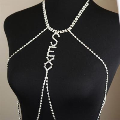 China E027 Personality Women's Chest Chain Underwear Accessories Full Body Chain Bra Sexy Popular CLASSIC Claw Multilayer for sale