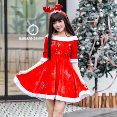 China Plus Size Polyester Christmas Smocked Outdoor Dress For Adult Claus Suit Sexy Santa Costume for sale