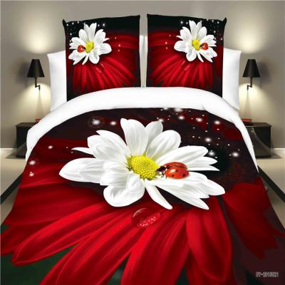 China Other 3D Printed Flower Wedding Duvet Cover Set Custom Fitted Sheet for sale