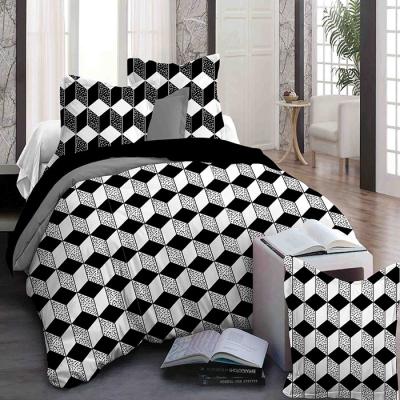 China Luxury Black And White Microfiber Stripe Home Printed Duvet Cover Set for sale