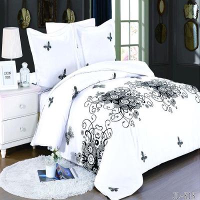 China Simple white and black butterfly flower textile bedding set for sale