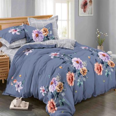 China Simple Flower Design Polyester Microfiber Sheet Bedspread Set for sale