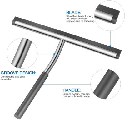 China New Eco-Friendly Sustainable Amazon Window Glass Cleaning Shower Squeegee Silicone Stainless Steel Wiper for sale