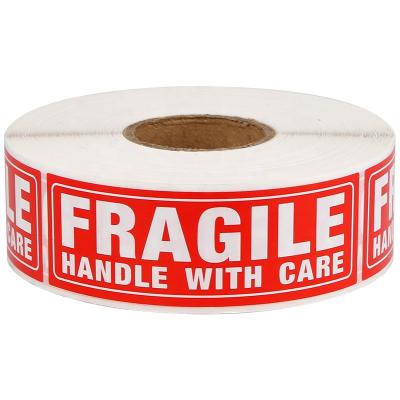 China Waterproof Adhesive Fragile Stickers Roll Handle With Care Amazon Shipping Security Warning Label 500 for sale