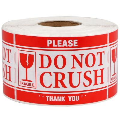 China Custom Waterproof Permanent Adhesive Fragile Semi Glossy Sticker Amazon 500 Per Roll Caution Label for sale