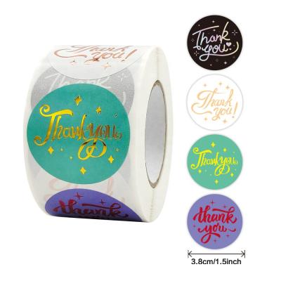 China Shiny Waterproof Christmas Gifts For Guests 1.5 Inch Thank You Stickers 500 In Small Business Roll for sale