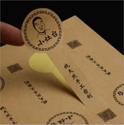 China Custom Printed Adhesive Packaging Roll Waterproof Logo Kraft Paper Paper Label Sticker for sale