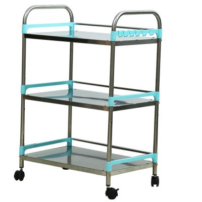 China Stainless Steel Trolley Manicure Trolley Two-Layer Medical Shelf Corrosion Protection Beauty and Hairdressing Tool Trolley Special Prices for sale