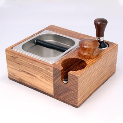 China New Style Coffee Tamper Holder Bartender Sturdy Wooden Low Tampering Coffee Filter Rack Shelf Storage Sturdy Wooden Stand for sale