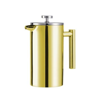 China Viable Wholesale Vacuum Wall Manual Stainless Steel Filter Mesh Coffee Maker French Press Double Coffee Pot for sale