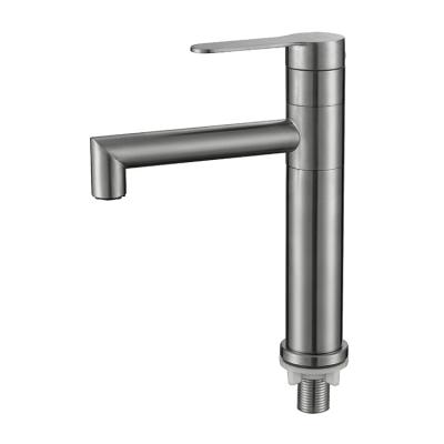 China Modern Metered Faucets Bathroom Basin Faucet For Washing Cold Water Faucet Bathroom Stainless Steel Single Lever Basin Faucet Black Color for sale