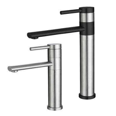 China Metered Faucets Hot Sale Family Hotel Bathroom Brushed Finish Stainless Steel Bathroom Basin Faucet for sale