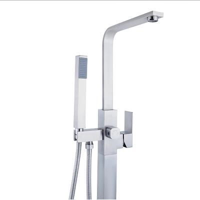 China 2021 Hot Selling Good Quality Floor Standing Tub Filler Floor Standing Tub Faucet With Free Hand Held Shower Tub Faucet Set for sale