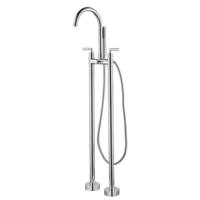 China Factory Supply Bath Brass Free Slide Bar With Hand Held Freestanding Bathtub Faucet Filler Floor Standing Tub Faucet for sale