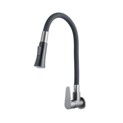 China Modern Wall Mounted Single Gun Cold Water Tap Kitchen Hose Flexible Hose Gray Kitchen Faucet Faucet for sale