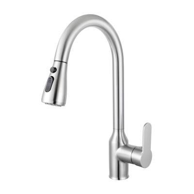 China Modern Brass Kitchen Faucet Pull Out Pull Down Nickel Brushed Kitchen Faucet Mixer With Flexible Hose Water Tap for sale