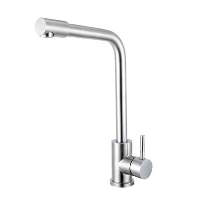 China Modern High Quality Sanitary Ware 304 Stainless Steel Hot And Cold Single Handle Deck Mounted Sink Water Mixer Tap Kitchen Faucet for sale