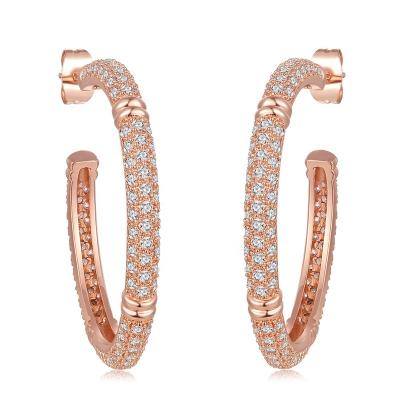 China Shining CZ Crystal Hoop Earrings Rhinestone Hoop Brass Circle Lead Free Nickel Free Mail 32mm Tall for sale