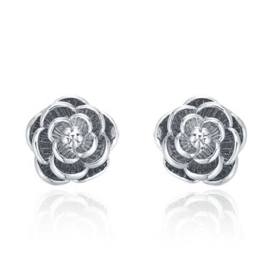 China Women High Grade 925 Sterling Silver Flower Stud Earrings Fashionable Wholesale Jewelry Earring Set for sale